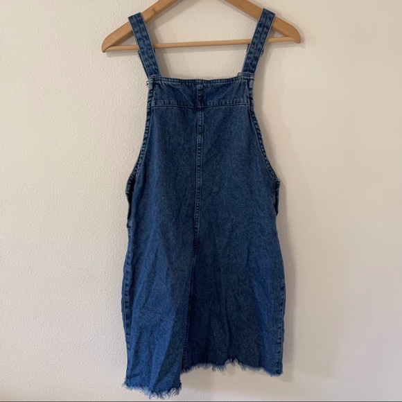 H&M Divided Denim Pinafore Embroidered Daisies Skirtall Adjustable Strap Y2K-6 - Picture 3 of 10